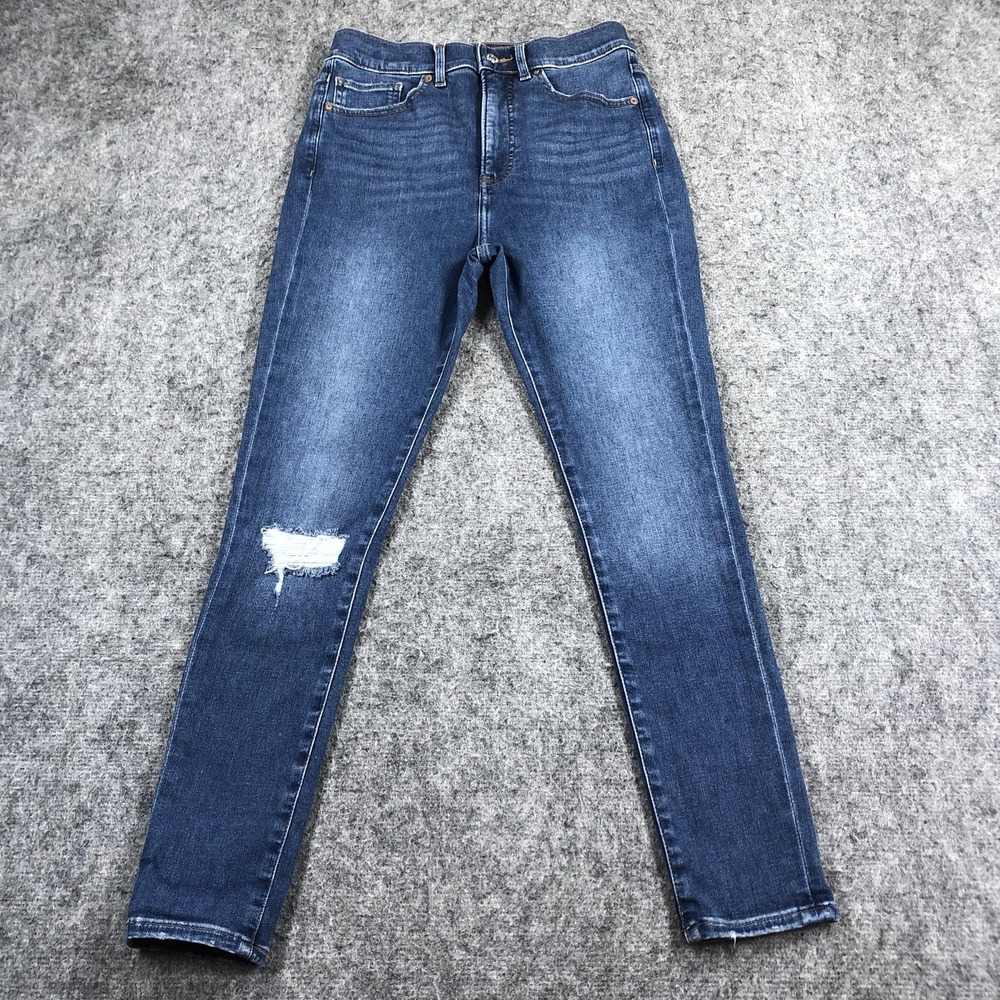 Express Skinny High Rise Jeans Womens 6R Medium Wash Distressed Stretch Denim